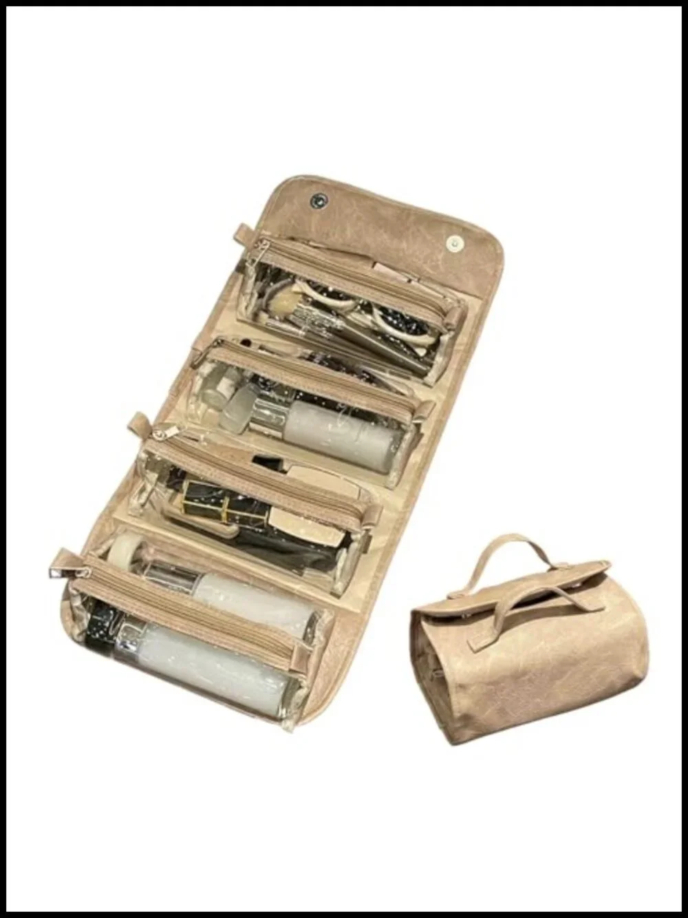 4-in-1 Detachable Cosmetic Bag, Waterproof PU Leather Makeup Organizer, Travel